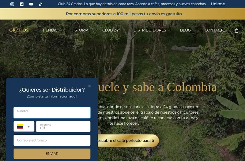 Tienda online para café gourmet colombiano
